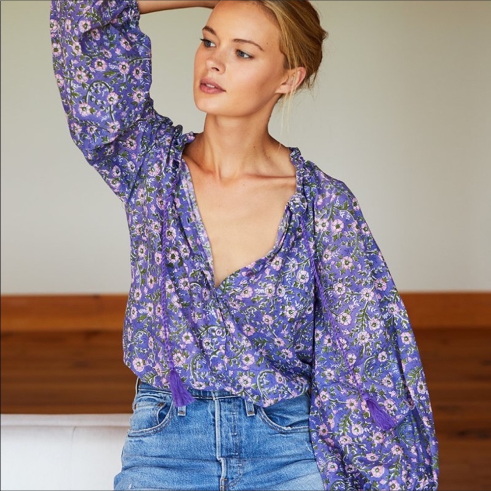 Emerson Fry Bardot Floral Blouse Iris Wildflower M